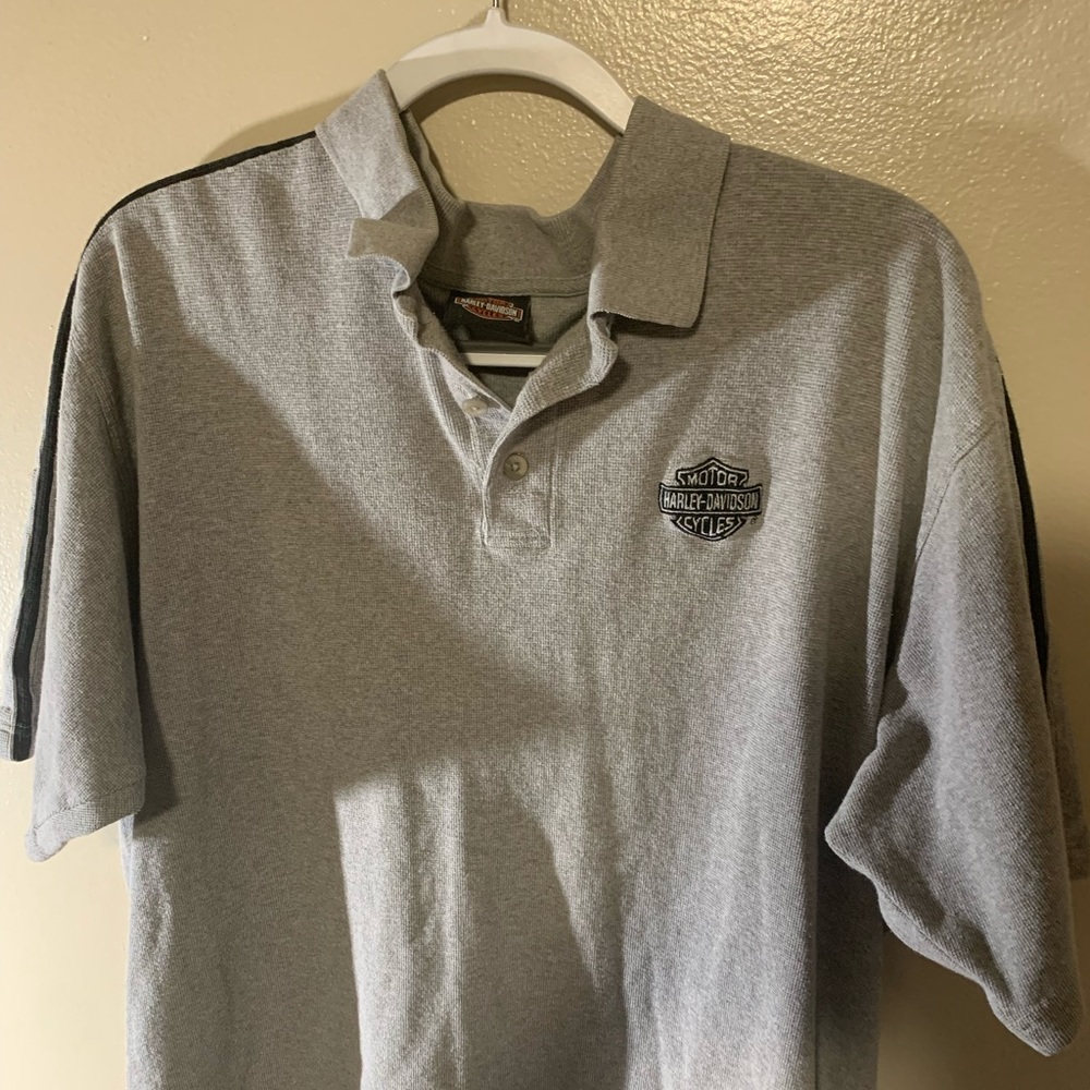 Vintage Harley Davidson Collared Shirt Gray L
